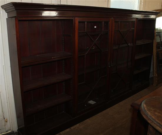 A large Edwardian mahogany bookcase, W.10ft 8in.